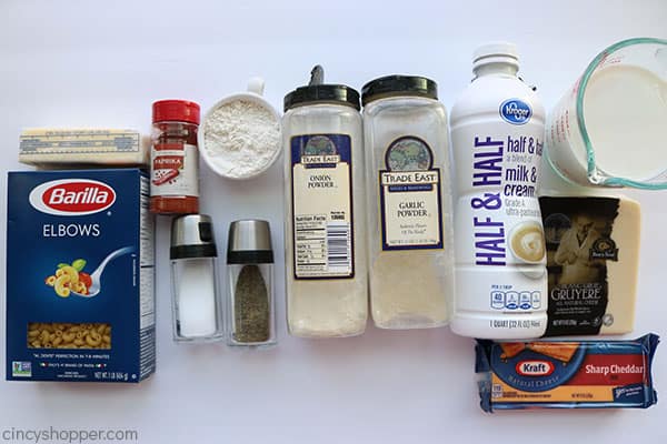 Ingredients for the BEST Creamy Mac and Cheese