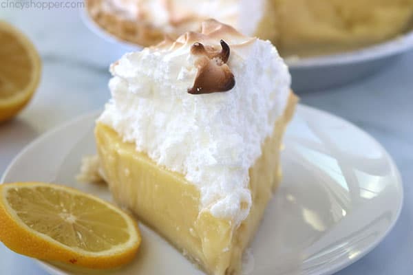 Traditional lemon pie with meringue on a plate.