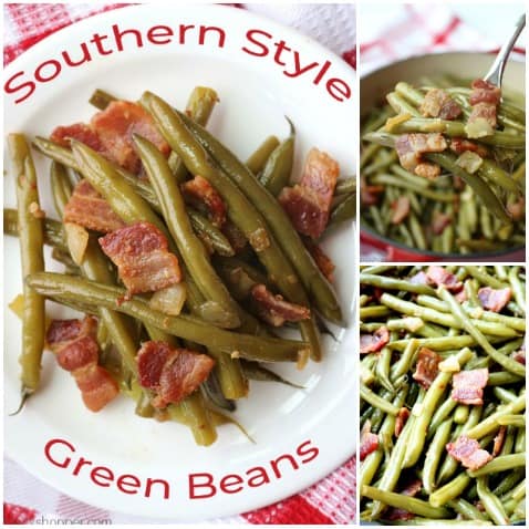 Collage of southern green beans