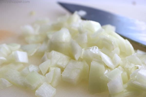 Diced onions for White Chicken Chili