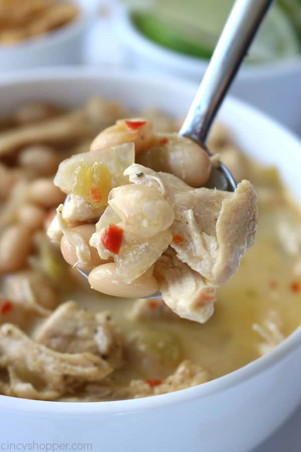 Spoon with Easy White Chicken Chili