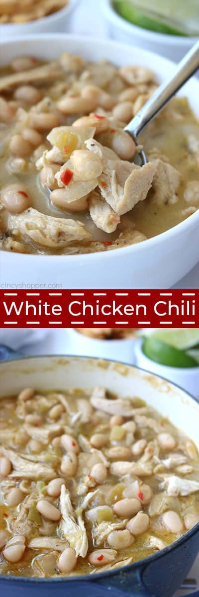 Long collage of White Chicken Chili