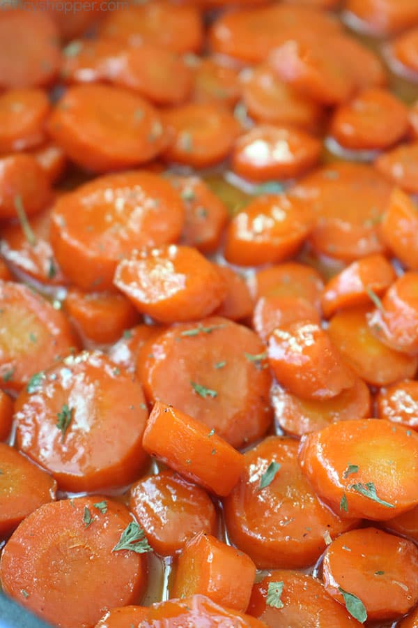 Glazed carrots with caramelized brown sugar and butter.