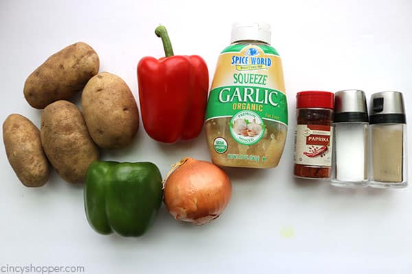 Ingredients to make easy breakfast potatoes.