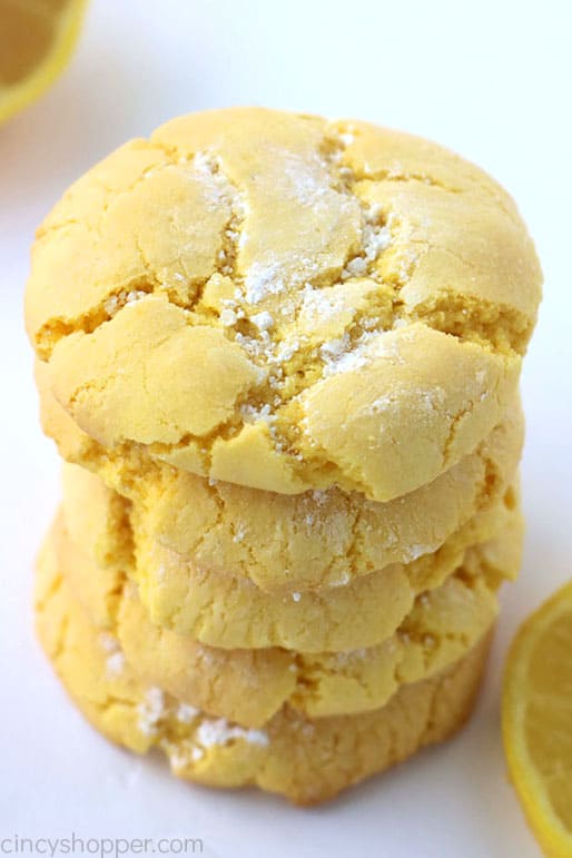 Stack of easy lemon cookies.