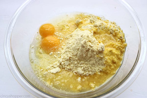 Lemon cookie ingredients in a bowl.