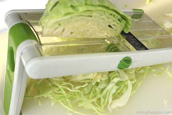 Shredding cabbage for classic coleslaw