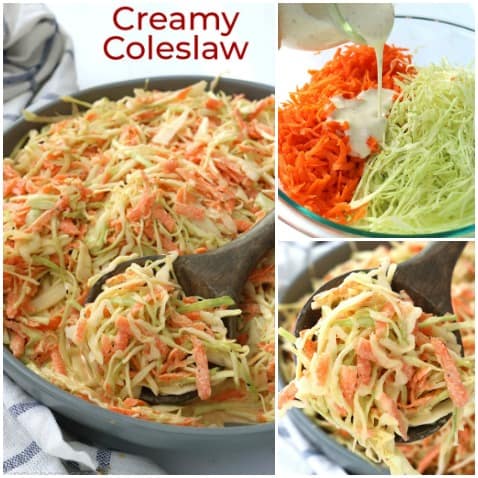 Collage of homemade coleslaw