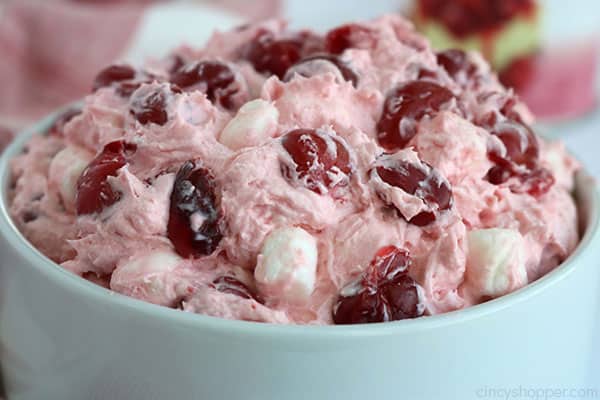 Cherry Cheesecake Fluff Salad in a bowl.