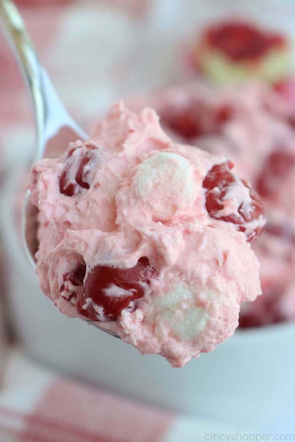 Large spoon with Cherry Fluff.