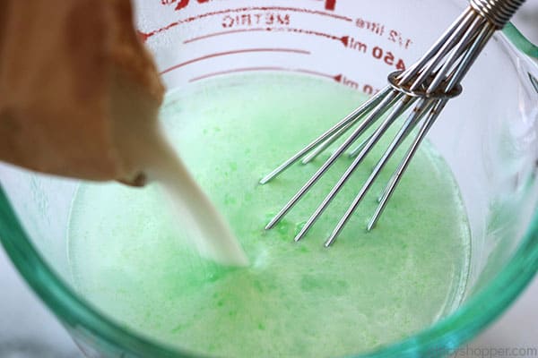 Making Lime Jello for Creamy Jello Salad.