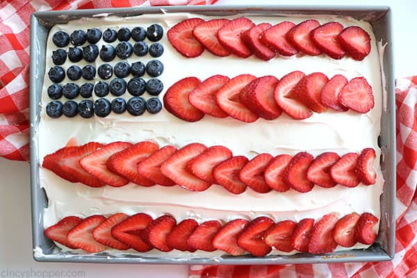 Easy Flag Cake in a pan.