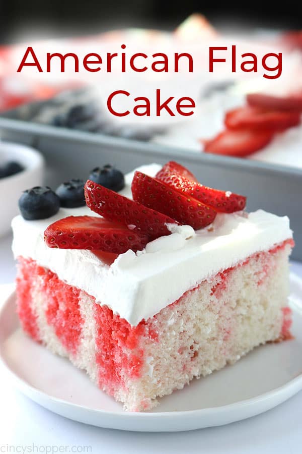 American Flag Cake on a plate.