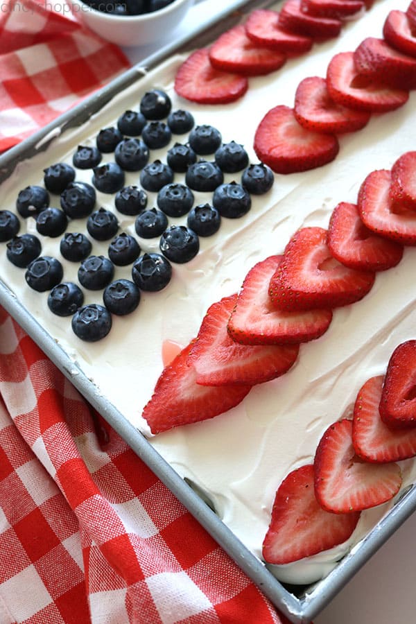 Flag cake in a pan.