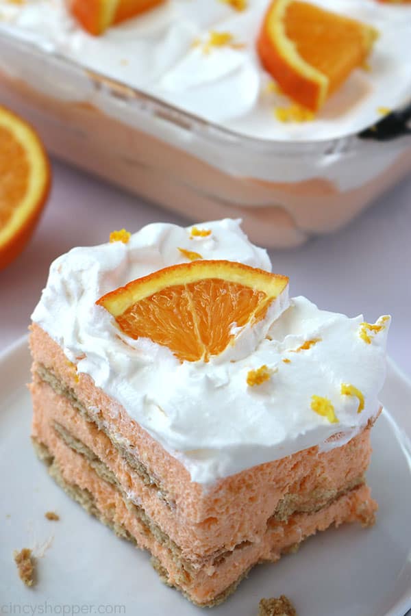 Orange Icebox Cake on a plate.