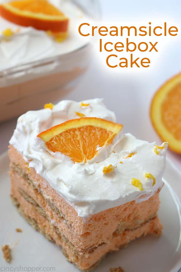 Orange Icebox Cake with text.