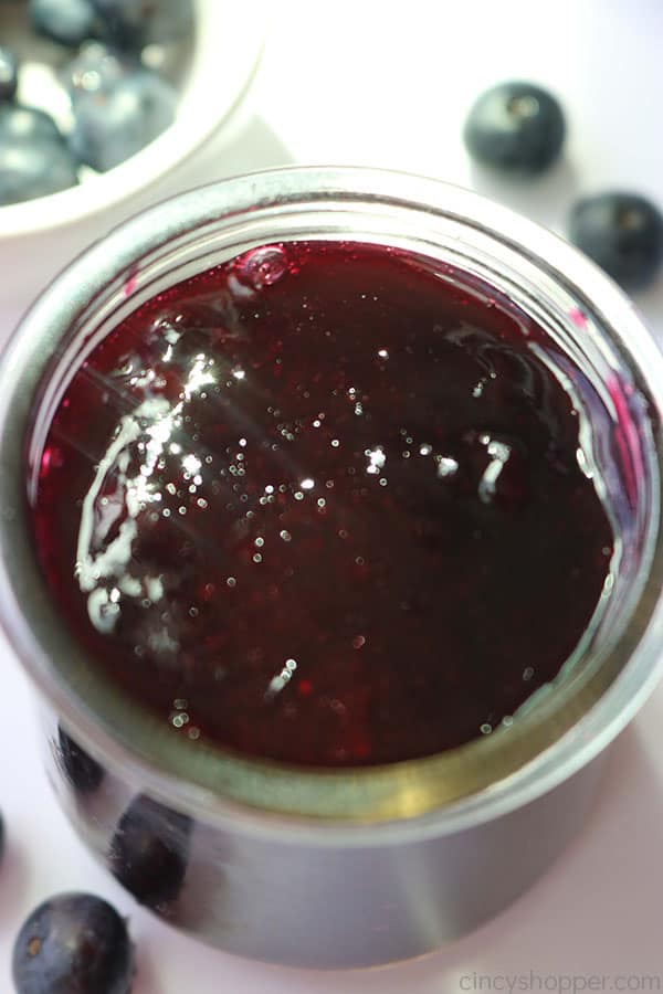 Blueberry sauce in a jar