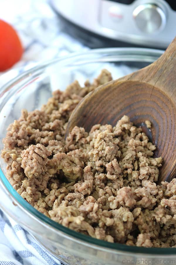 Ground Beef thawed in an Instant Pot