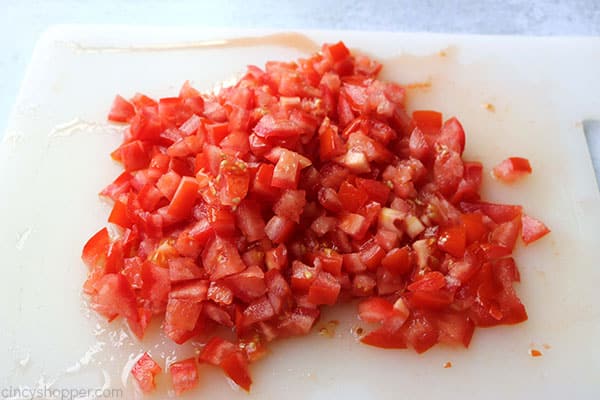 Fresh diced tomatoes for easy Pico de Gallo recipe.
