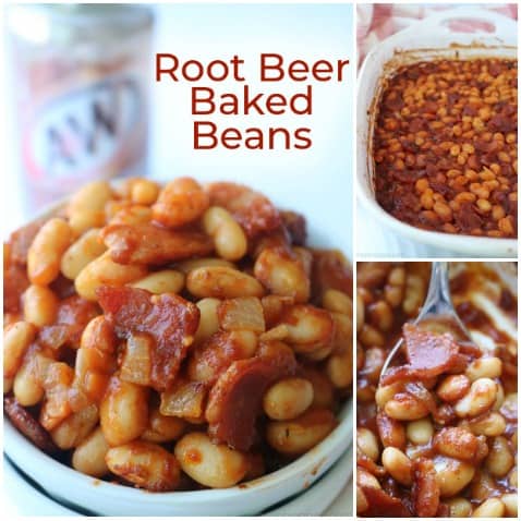 Small collage of easy Root Beer Baked Beans.