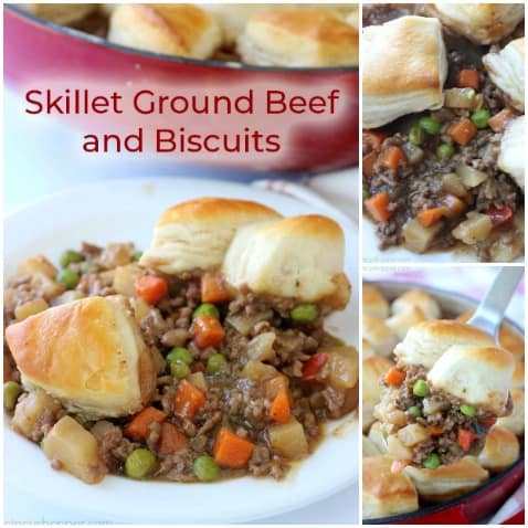 Skillet Ground Beef and Biscuits dinner