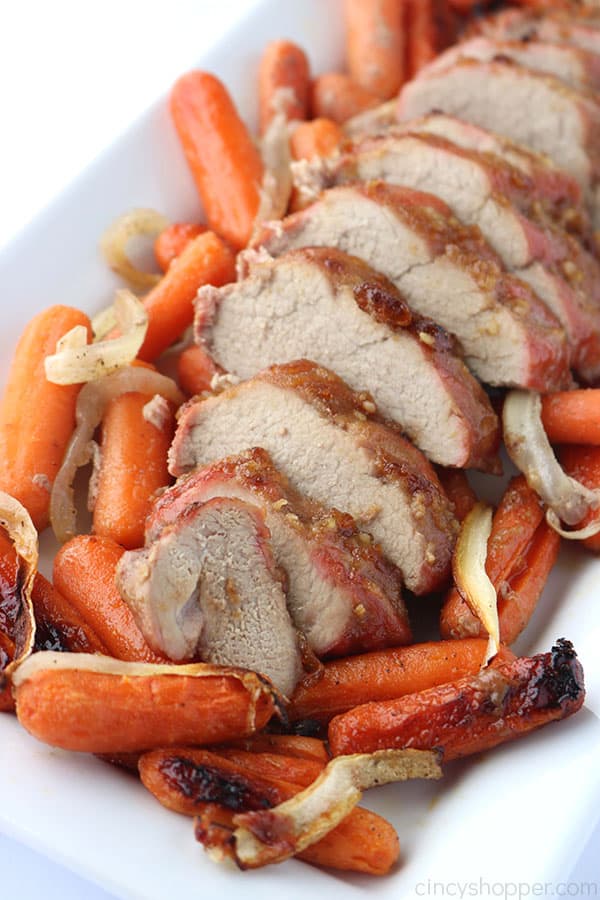 Pork Tenderloin sliced on a white platter