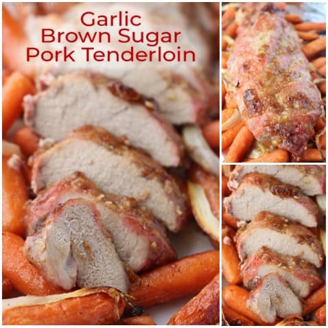 Small collage of Pork Tenderloin sheet pan dinner.