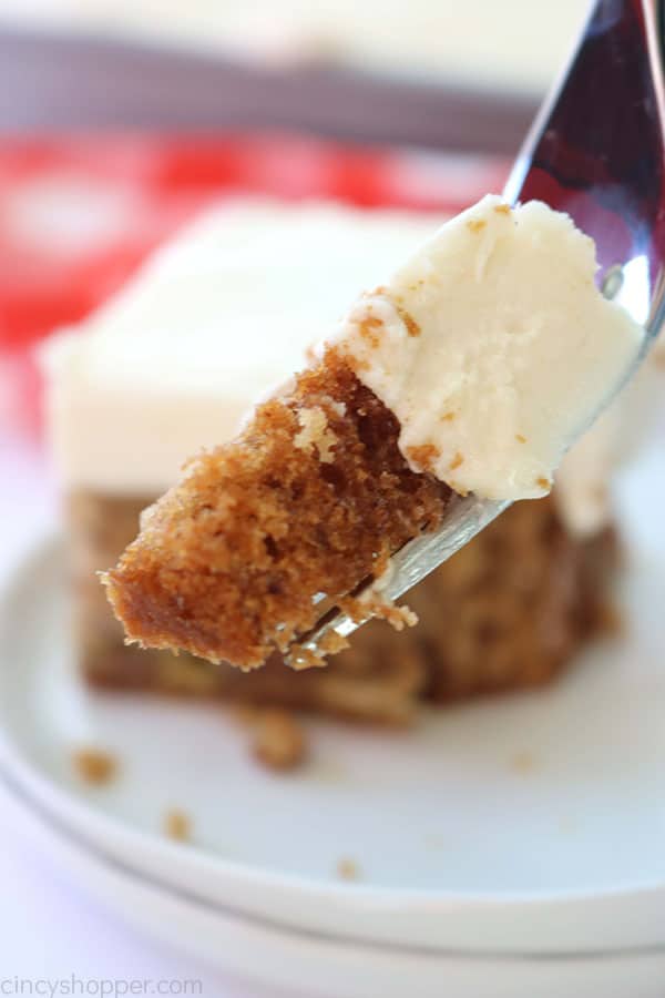 Banana Cake from scratch on a fork.