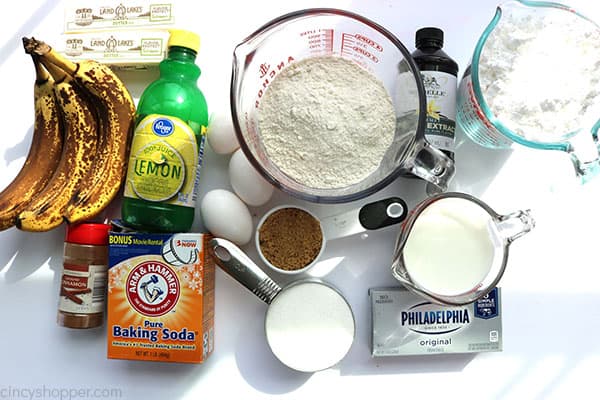 Ingredients to make Banana Cake.