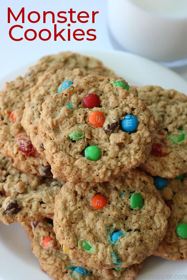 Monster Cookies on a white plate.
