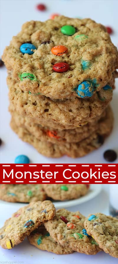 Monster Cookie recipe collage.