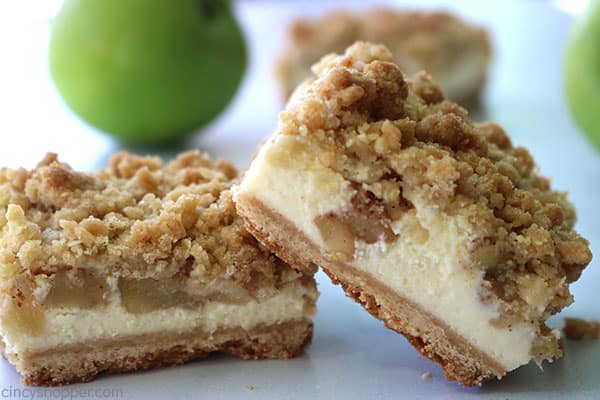 Streusel Topped Apple Cheesecake Bars.