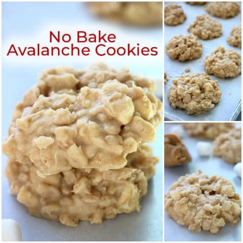 Small collage of No Bake Avalanche Cookies.