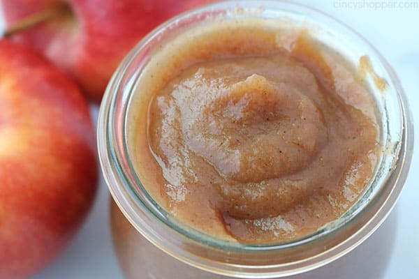 Homemade applesauce in a jar