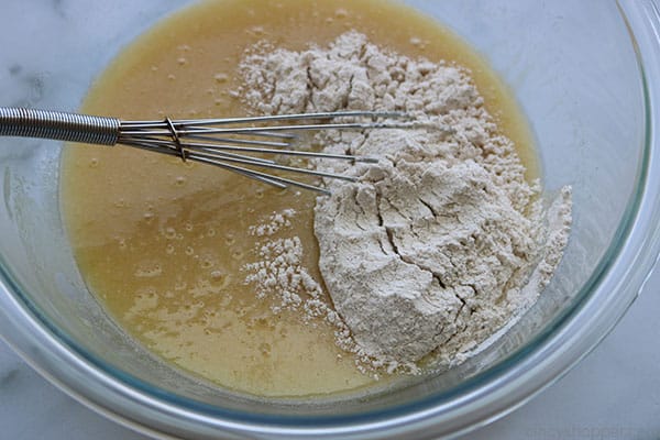 Whisking dry ingredients for the best zucchini bread.