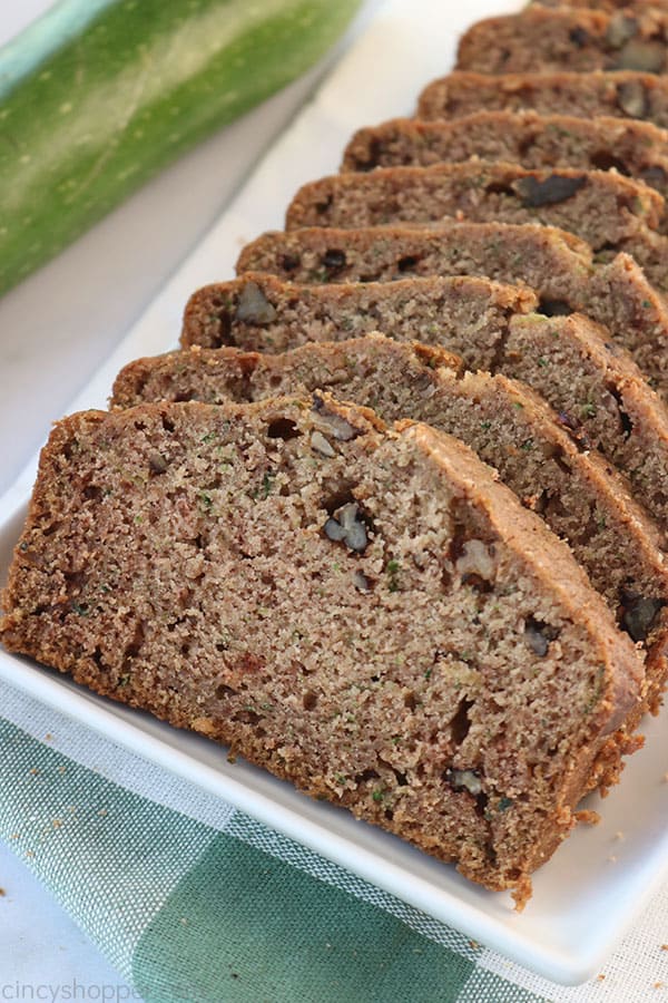 Sliced zucchini bread.