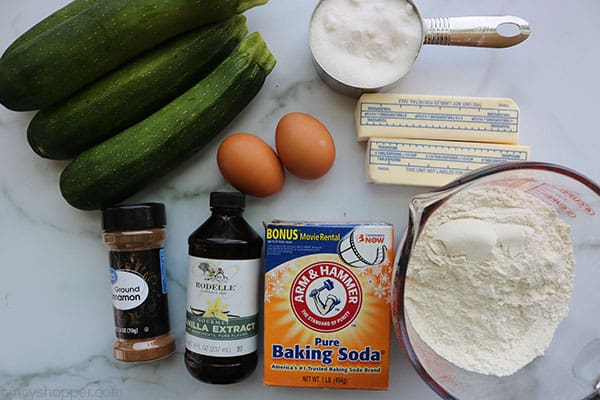 Ingredients to make the best zucchini bread.