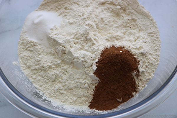 Dry ingredients for classic zucchini bread.