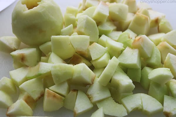 diced apples for french toast bake.