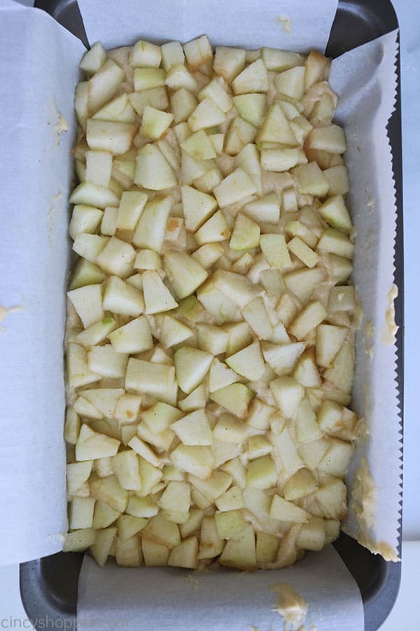 Apple topped quick bread.