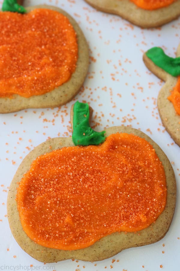 Decorated Cut Out Pumpkin Cookies