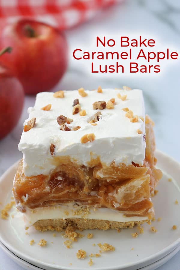 Caramel Apple Lush Bars on a white plate.