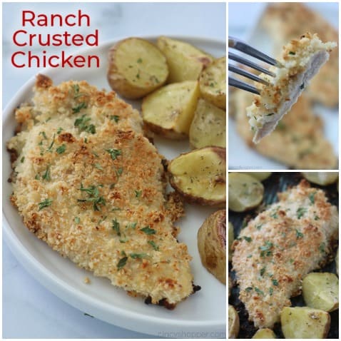 Small collage of Ranch baked chicken.