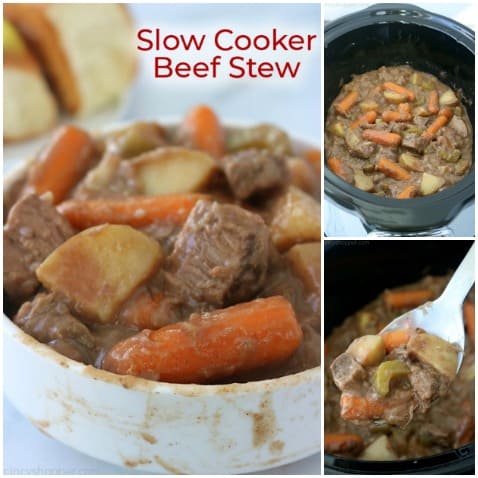 Three images of Slow Cooker Beef Stew.