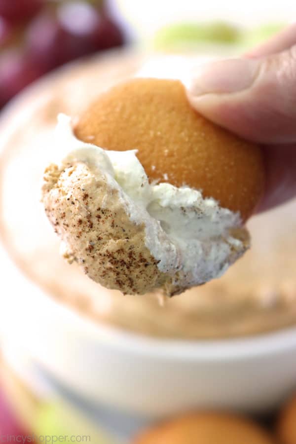 Fluffy Pumpkin Dip on a vanilla wafer.