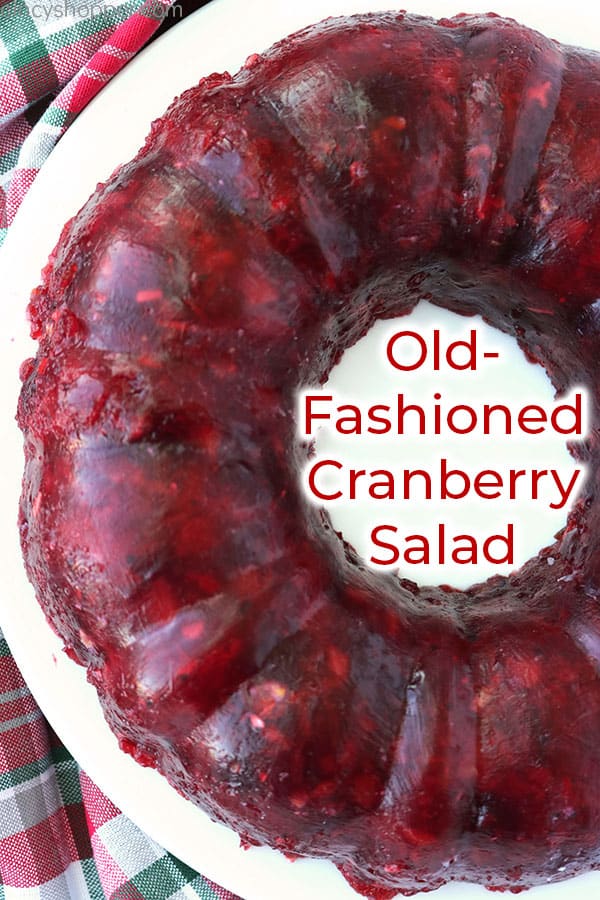 Cranberry Jello Mold on a white plate.