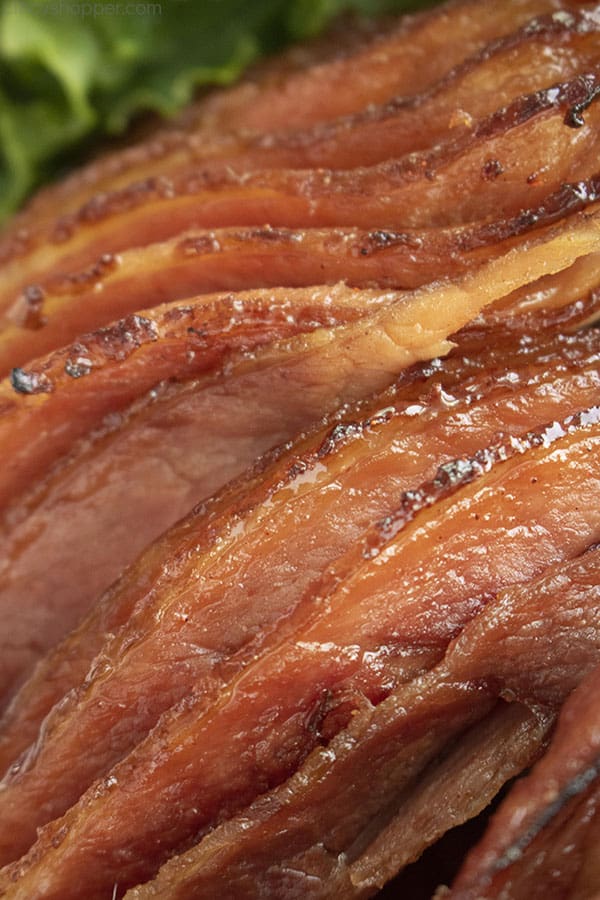 HoneyBaked Ham that is has a sweet and crunchy glaze.