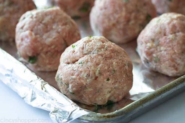 Oven Baked Italian Meatballs on a sheet pan
