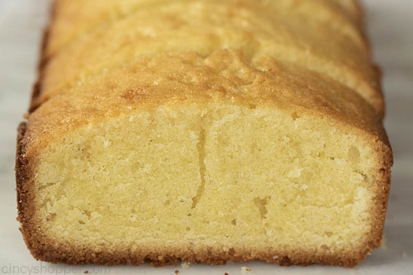 close up of inside of homemade pound cake