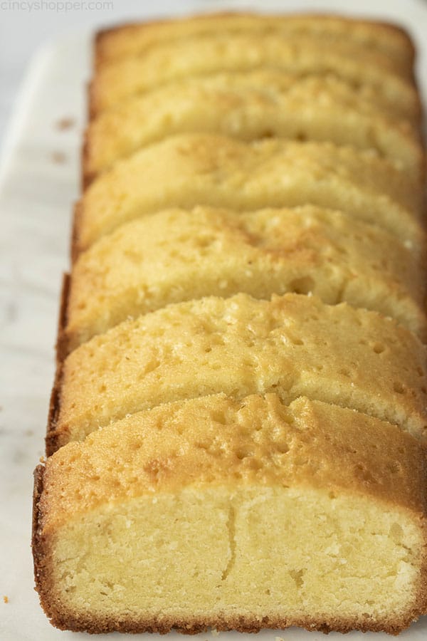 easy pound cake cut into slices